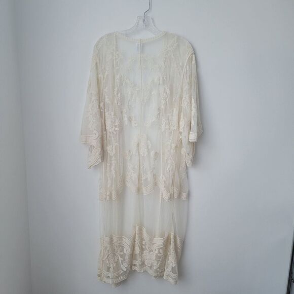 NWT TIME AND TRU Ivory Embroidery Lace Long Kimono Cardigan Size Large X- Large - Picture 9 of 9